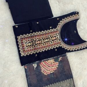 Elegant Black Embroidered Kurta Set